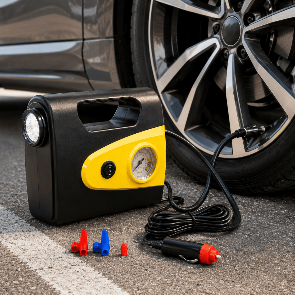 Mini Compressor de Ar Automotivo 260Psi Importway 12V com Lanterna e 3 Bicos com