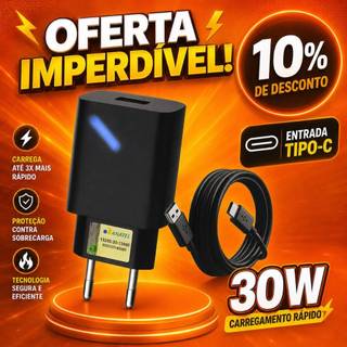 Carregador Turbo 30w Tipo C Micro-USB V8 Para Todos Moto G E X Z Carga Rapida ENVIO IMEDI…