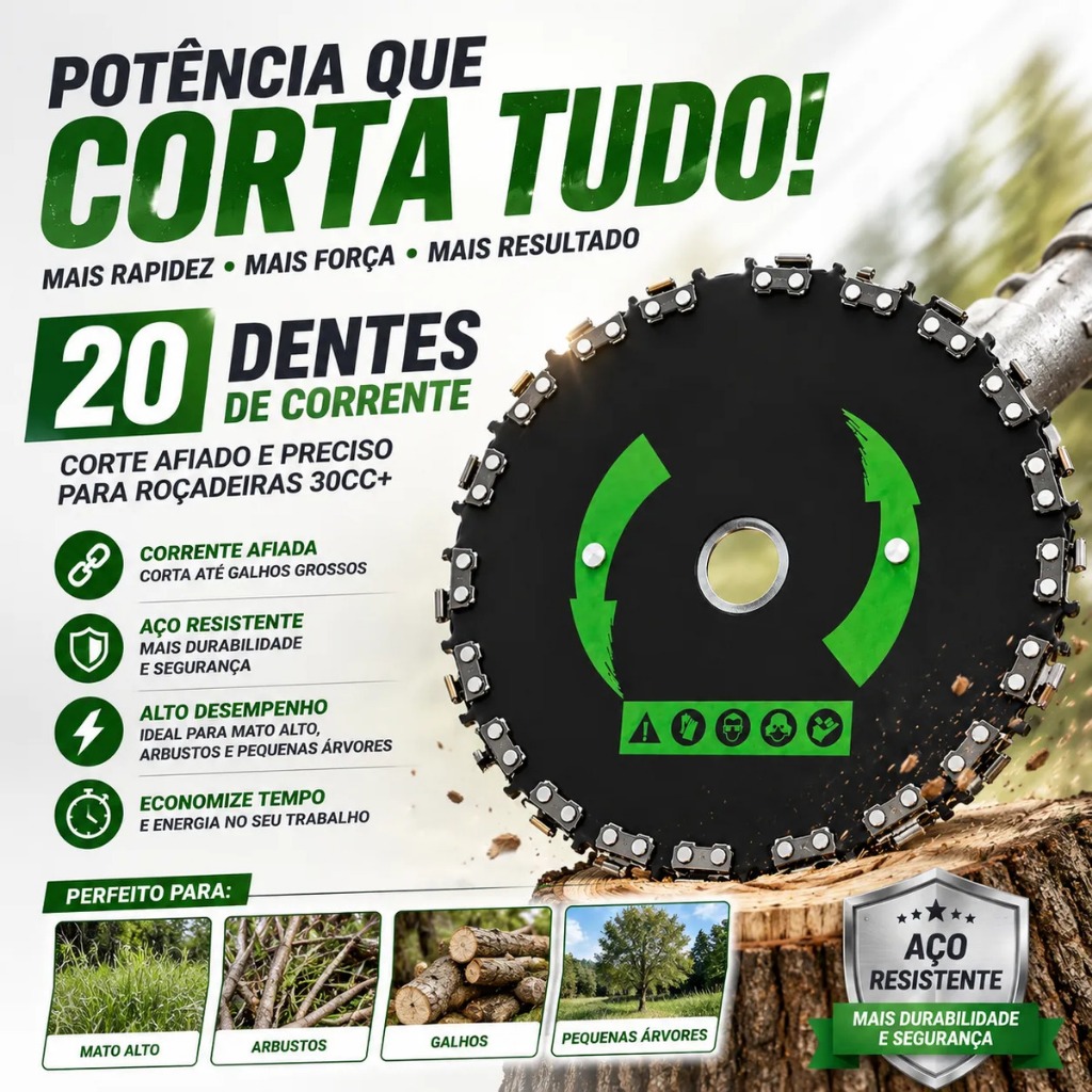 Disco de 20 Dentes para Roçadeira em Aço de Alta Durabilidade Motosserras a Gasolina Cortadores de Grama
