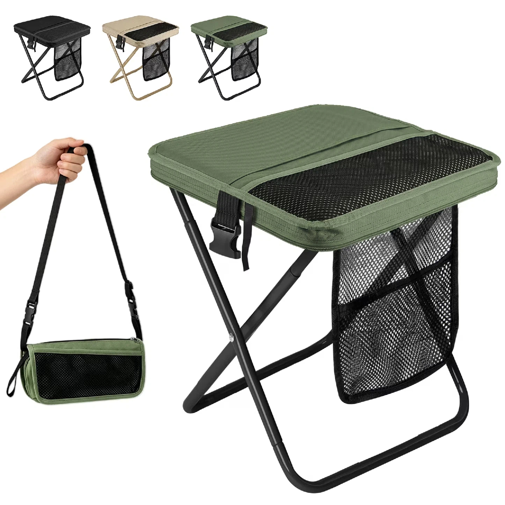Banqueta e Cadeira 2 em 1 Dobrável Leve com Mochila para Pesca, Acampamento e Piquenique ao Ar Livre