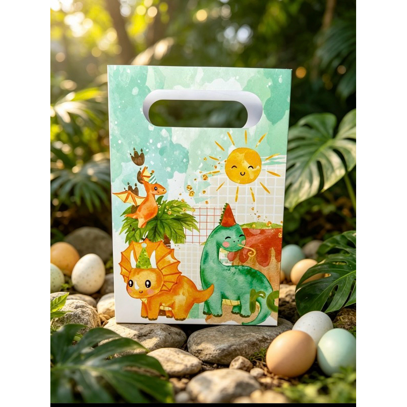 10 Sacolinhas Surpresa Personalizada no Tema DINOSSAURO AQUARELA Lembrancinha PEGUE E MONTE