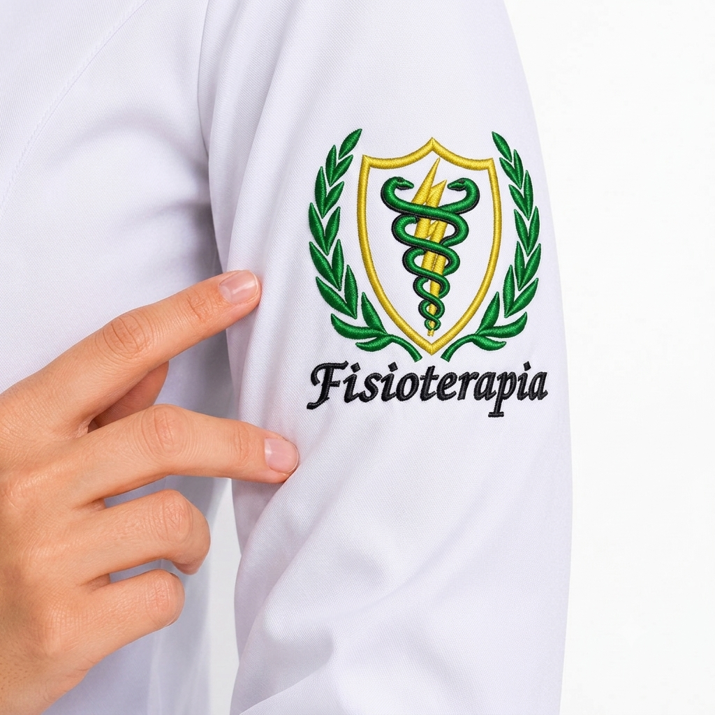 Jaleco Feminino Acinturado Bordado Nome + Brasão Fisioterapia Premium