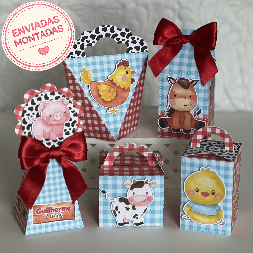 Kit Caixinhas Personalizadas Fazendinha - Lembrancinhas Festa Infantil Aniversário