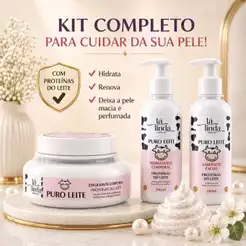 Kit Completo Puro Leite OU Sabonete Facial OU Hidratante Corporal OU Esfoliante Corporal – Tá Linda