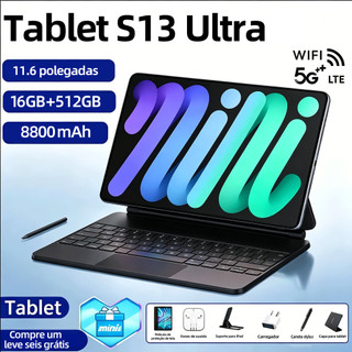【Teclado e mouse grátis】Tablet S13 16GB +512GB 11,6 polegadas HD Dual SIM Dual Core 8800mAh Android15 5G WIFI