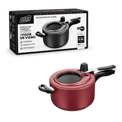 Panela De Pressão Superior Com Visor de Vidro Fechamento Interno 3 Litros Cereja Original - MTA