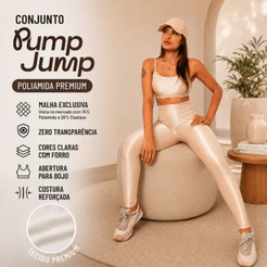 Conjunto Fitness Feminino Top Fita Costas Abertas + Legging Canelada Poliamida Premium Academia