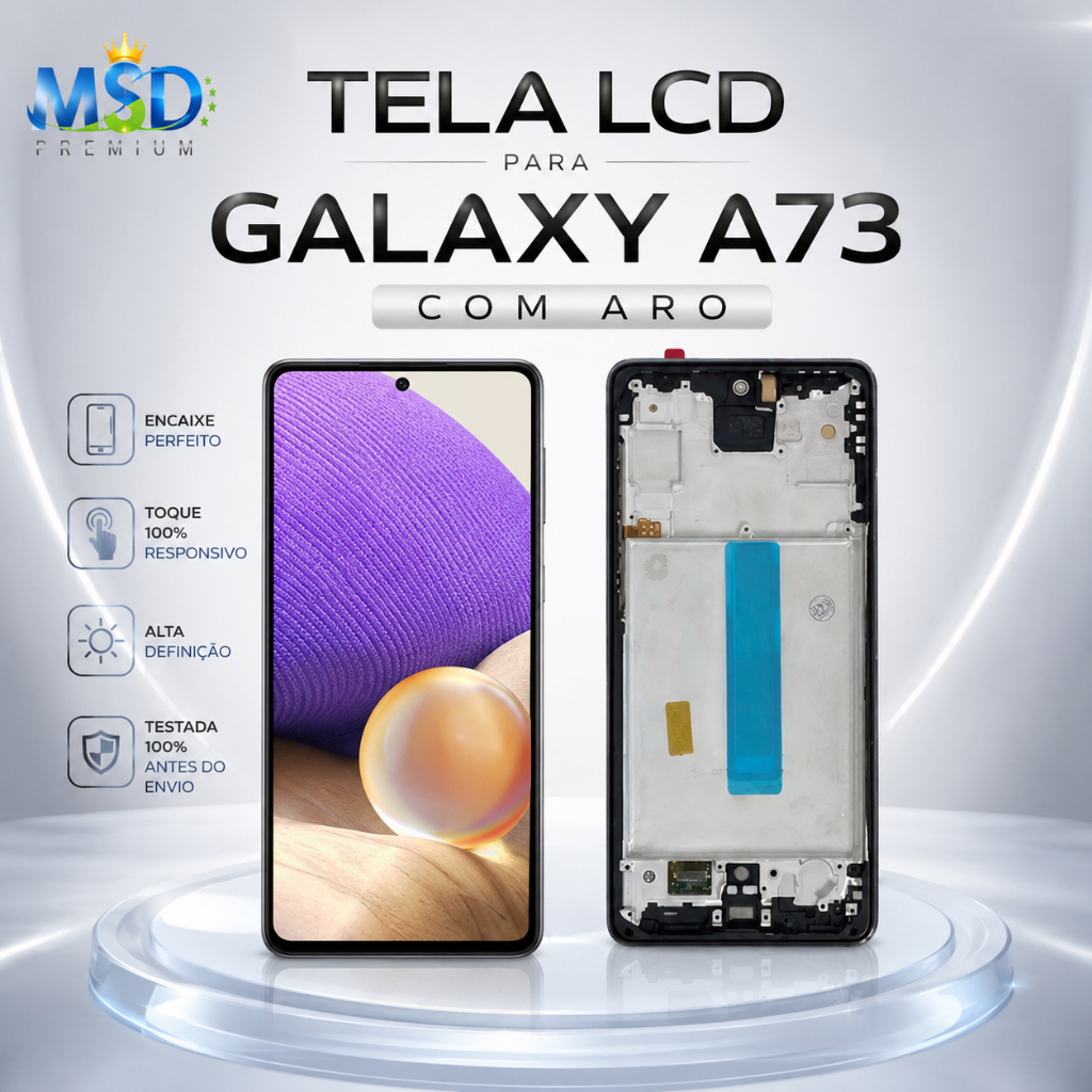 Frontal Tela Display Touch LCD Universal para SAM A73 Com Aro - Touch Fluido + Testada Antes do Envio
