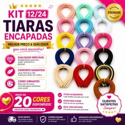 Kit 12/ 24 UNIDADES tiaras encapadas de cadarço - artesanato-costumizar-forrar- revenda- acessório cabelo 10 MM