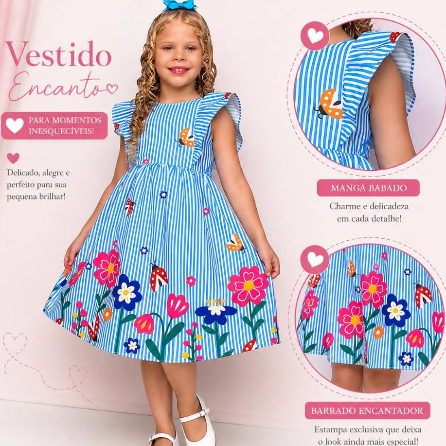Vestido Infantil Menina  Colorido Luxo Para Festas  Disponível Em 2 Cores
