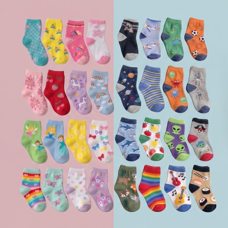 Meias de Menino e Menina Infantil Estampadas de Desenhos