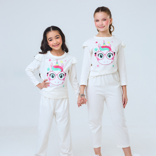 Pijama Infantil Menina Longo De Algodão Calça E Blusa Estampado Personagens Confortável Inverno