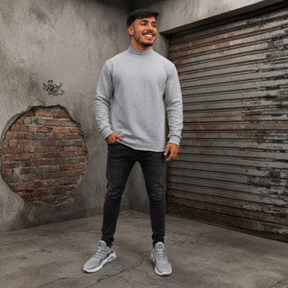 Blusa Moletom Masculino Gola Alta Cacharrel Oversized Longline Casaco de Frio Casual Inverno Premium
