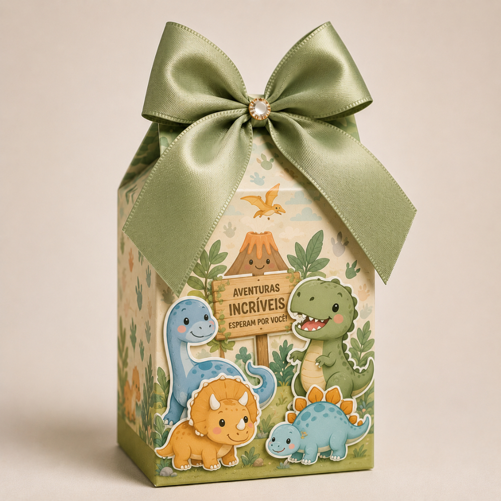 Caixa Milk Personalizada Dinossauros Aniversário Pegue e Monte Lembrancinha Decoração