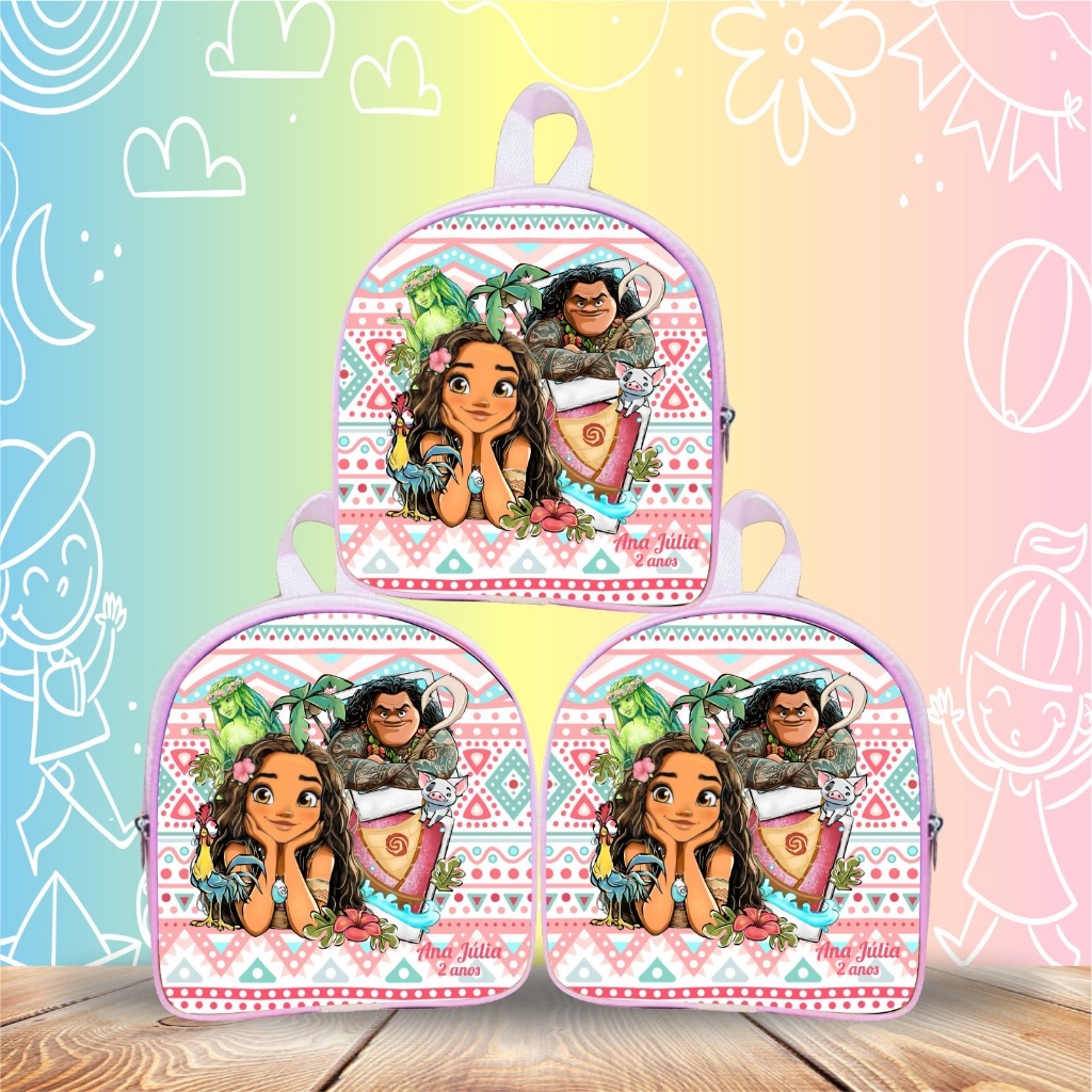 10 Mochilinhas brindes personalizada no tema Moana, personalizamos para lembrancinhas, aniversários e mimos