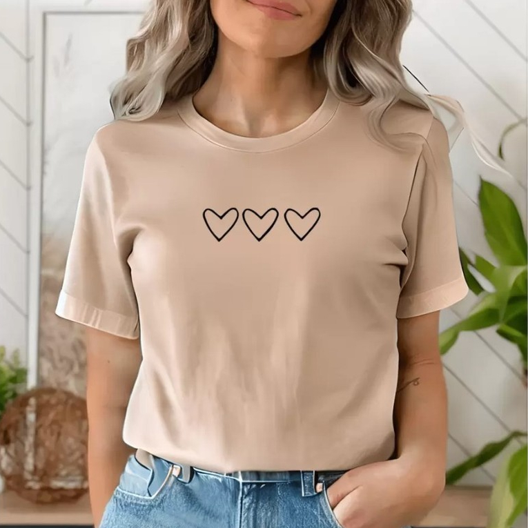 Camiseta Feminina Básica Três Corações 100% Algodão Malha Premium Promoção