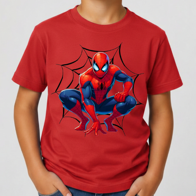Blusa Homem Aranha Infantil Algodão Camiseta Menino Personagem Desenho Herói Manga Curta Confortável Roupa Criança Estam