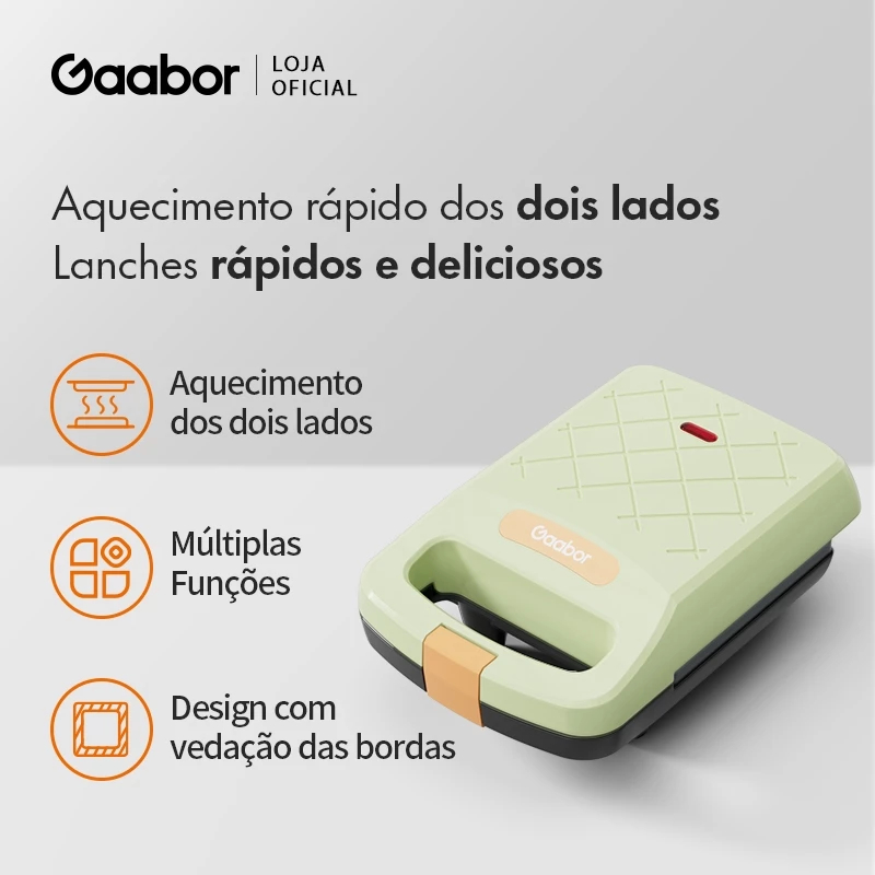 Gaabor Sanduicheira Dupla Face Rapida Compacta Para Cafe da Manha EH-M02A
