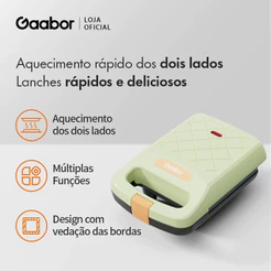 Gaabor Sanduicheira Dupla Face Rapida Compacta Para Cafe da Manha EH-M02A