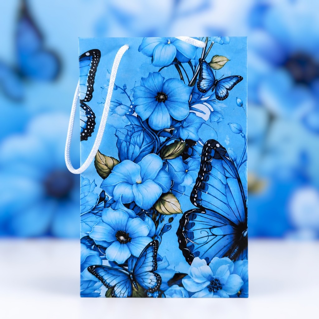 Sacolinha Surpresa Personalizada Lembrancinha BORBOLETA AZUL - MODELO 3 -PEGUE E MONTE