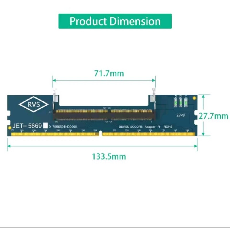 Adaptador Memória RAM DDR5 Notebook Para Desktop RVS JET-5669 Profissional