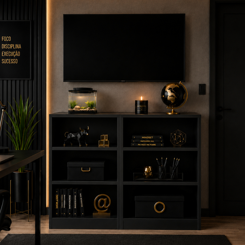 Conjunto 2 Estantes Livreiro Organizador Multiuso Para Escritório E Home Office Prateleira