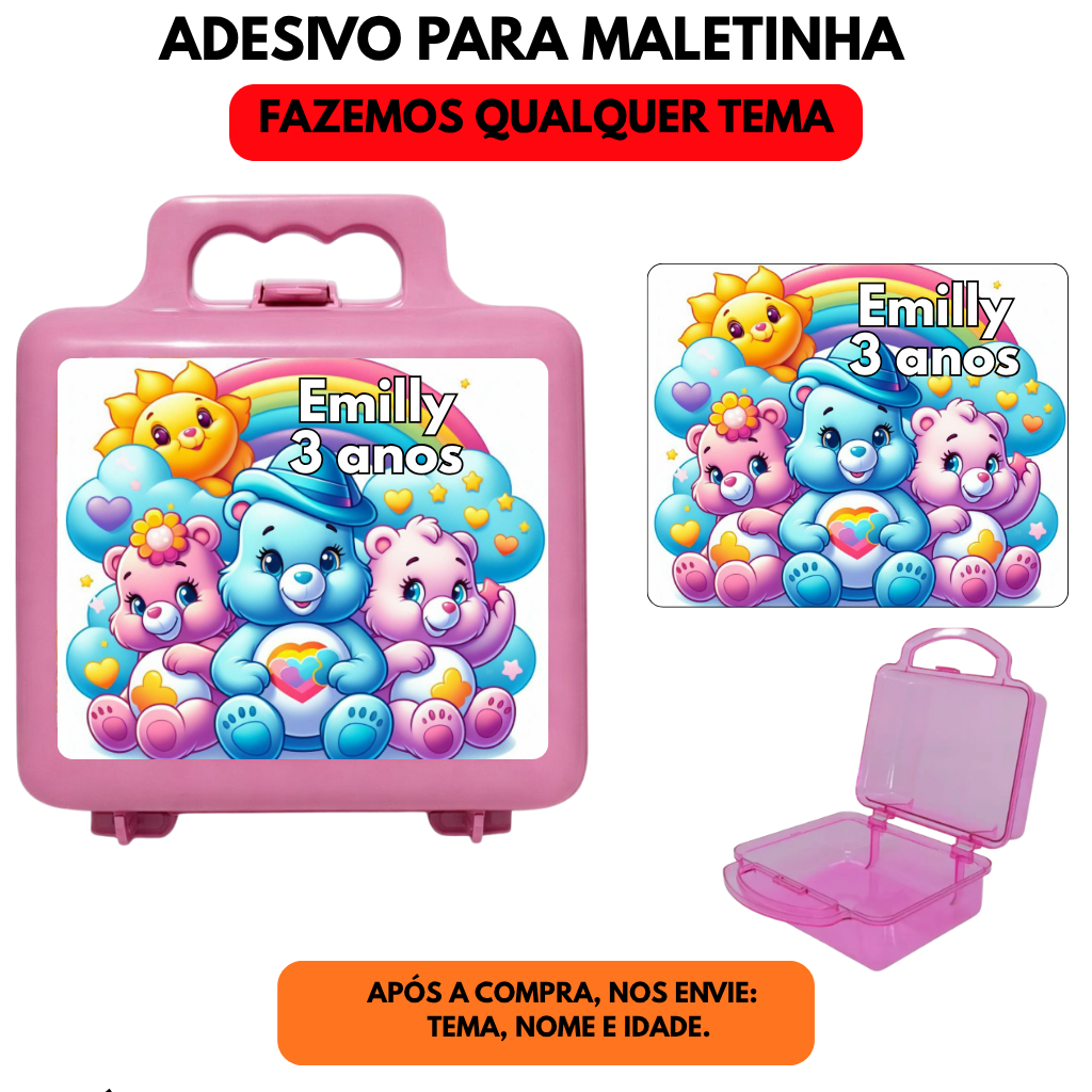 Adesivo Personalizado Para Maletinha De Acrílico Lembrancinha Festa Infantil Qualquer tema 10x7cm Ursinhos Minecraft