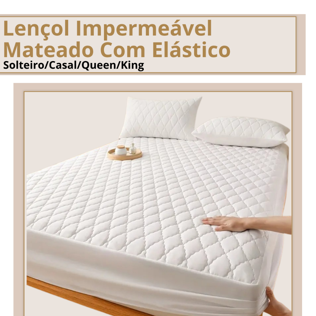 Capa Para Colchão Com Fronhas Impermeável Ultrassônico Matelado Com Elástico Solteiro\Casal\Queen\King