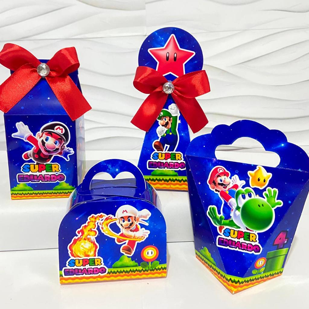 Kit Caixas Personalizadas SUPER MARIO GALAXY Lembrancinhas Festa Infantil Aniversário Desmontadas