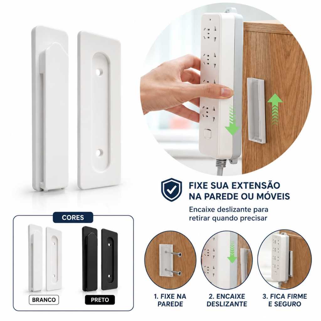 Suporte p/ Extensão Fixar Filtro de Linha e Objetos Diversos/Household Auto-Adesivo Plugue Fixer Broca Livre