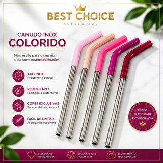 Canudo inox com bico silicone para copo Quencher 40oz
