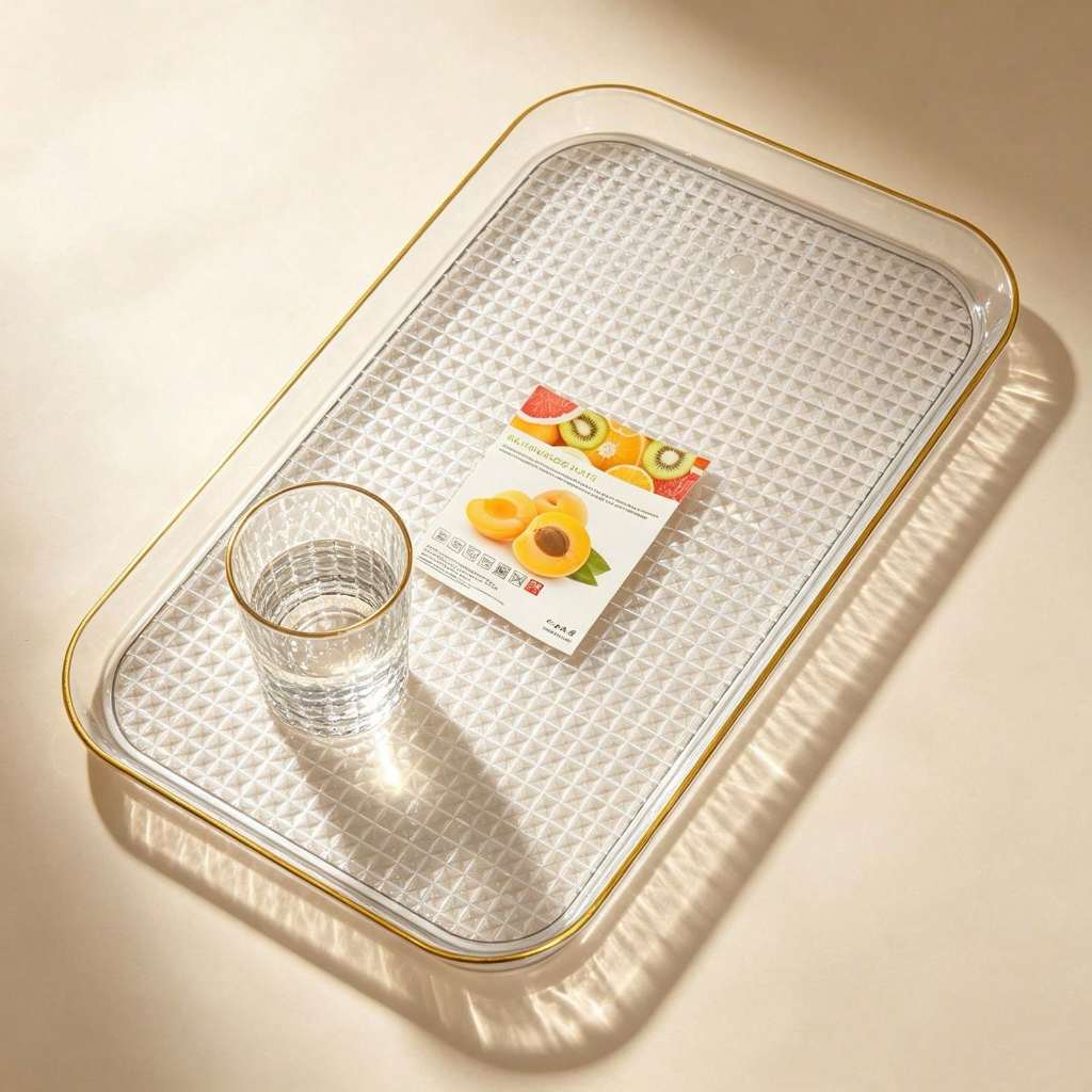 Bandeja Decorativa de Acrílico Bebida Café Comida Lanche Sobremesa Porta-copo Acessório - 35 X 24 X 2,5 CM