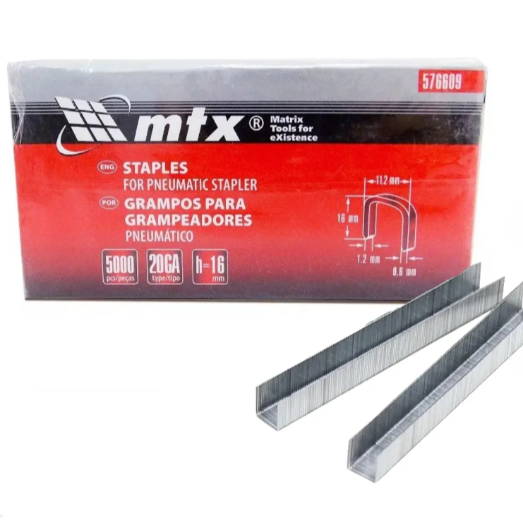 Grampos Grampeador Pneumático 5000 Peças 576609 Mtx 16mm