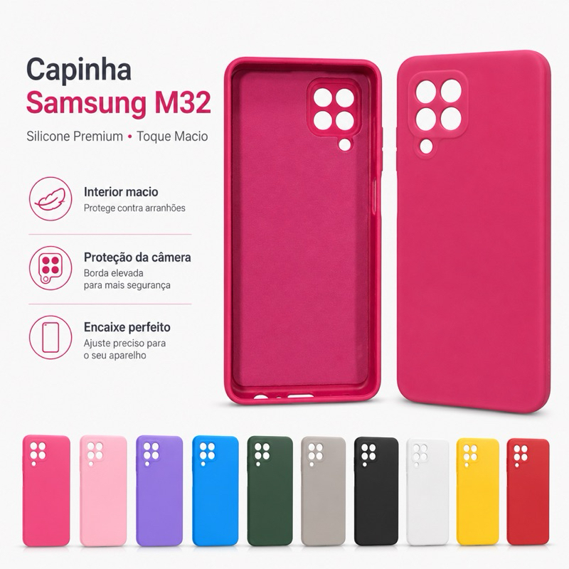 Capinha Samsung Galaxy M32 4G Silicone Aveludada com Proteção para Câmera