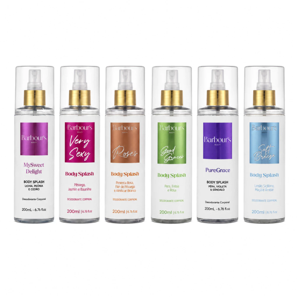 Kit 6 Body Splash Delight Very Sexy Roses Good Graces Pure Grace Soft Breeze