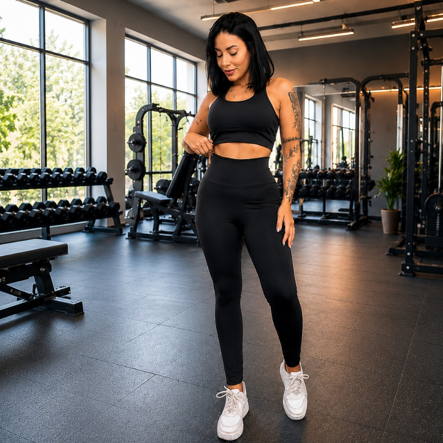 Conjunto Fitness  Calça Legging Feminina Academia Top Sem Transparência Academia Leging Cintura Alta Suplex Premium