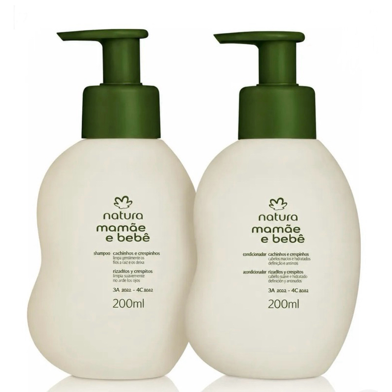 Shampoo e Condicionador Cachinhos e Crespinhos 200ml cada Natura Mamãe Bebê - Hipoalergênico