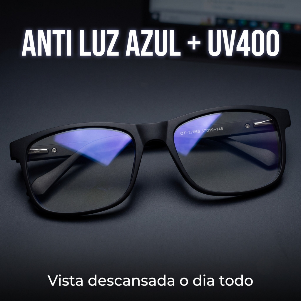Óculos Blue Ray Blocker Insônia Gamer Leitura Descanso Telas Bloqueador de Luz Azul