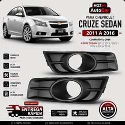 Grade do Farol de Milha Chevrolet Cruze Sedan 2011 a 2016 Com Furo Preta