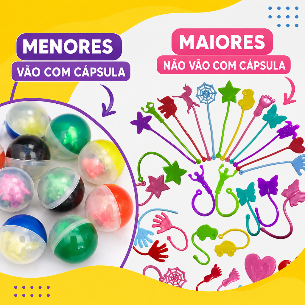 25 Geleca Gruda Pega Tazo Estica Puxa Para Kit Festa Brinquedo Infantil Prenda Lembrancinha