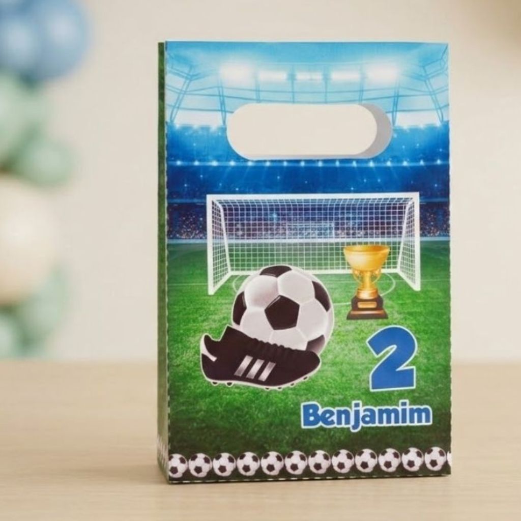 10 Sacolinhas Personalizadas Tema Futebol Lembrancinha Festa Infantil Pegue e Monte