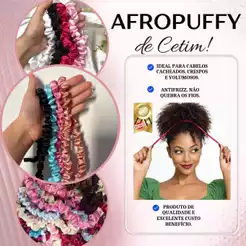 Kit Amarrador Cetim Premium com 4/8 ou 12 Copa Afropuff (mede mais de 1m esticado) Elástico Crespo Cacheado Volumoso