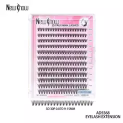 New Show 240/144Cílios Postiços Tufo Volume 30P/40P/50P 3D Curl Mix 9-15mm - Extensão Profissional