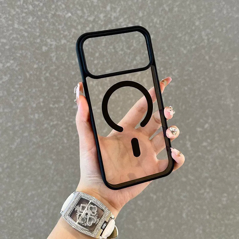 Capinha Samsung Galaxy A06,A07,A15,A16,A17,A25,A35,A54,A55,A56,A57 moldura contrastante TPU macia anti-queda magnética.
