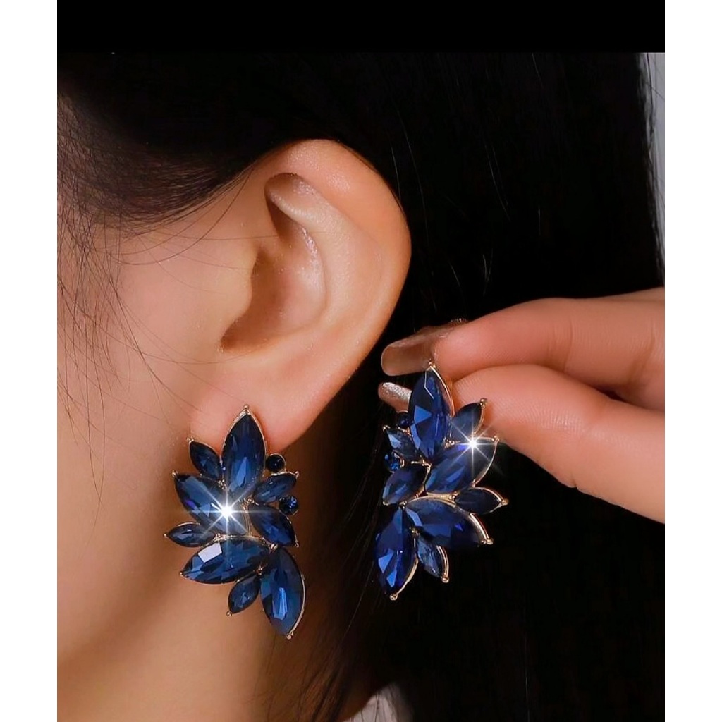 Brinco Pedraria Azul Marinho - Ouro 18k