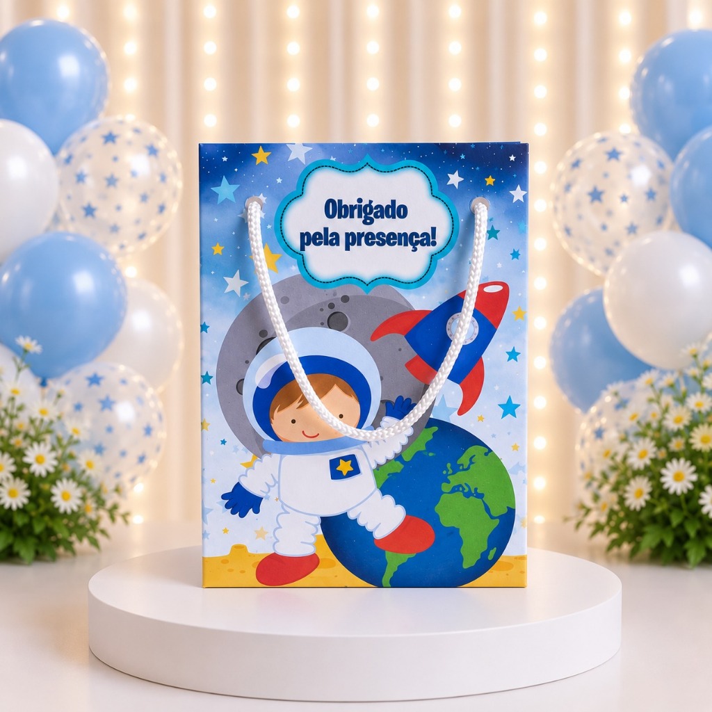 Sacolinha Surpresa Lembrancinha Personalizada Astronauta Espaço Sideral - MONTE EM CASA