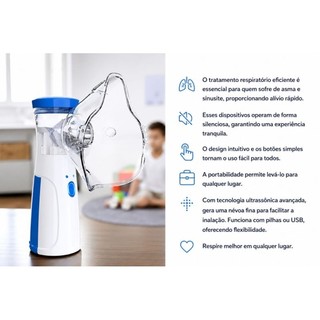 🌬 Aerossol - Inalador Nebulizador Portátil - Dificuldade De Respirar - Crise Respiratória - Tosse - USB