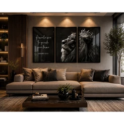 Quadro Salmos 121:3 Aquele Que Te Guarda Não Dorme Com Moldura 3 Telas Sala Quarto