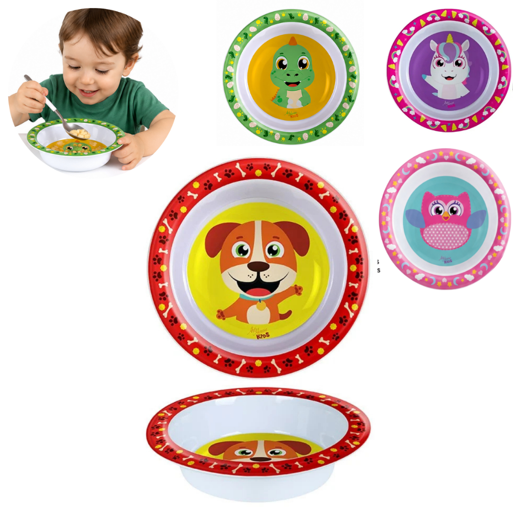 Tigela Infantil Melamina 16cm Resistente Divertida Crianças Colorido Alimentação