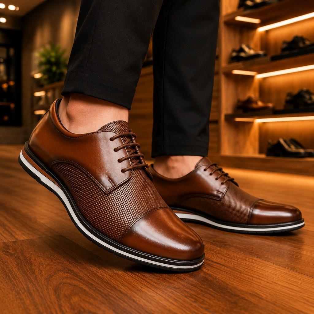 Sapato Social Masculino Couro Confortável Antiderrapante Esporte Fino Oxford Trabalho Casamento Elegante Cadarço